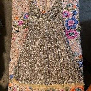 Free People NWT golden glow combo sequin dress size xs